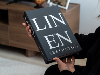 Siyah Linen Estetik Dekoratif Sahte Kitap Kutusu