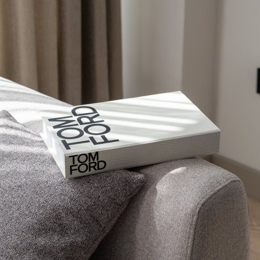 Bej Deri Görünümlü Tom Ford Dekoratif Sahte Kitap Kutusu